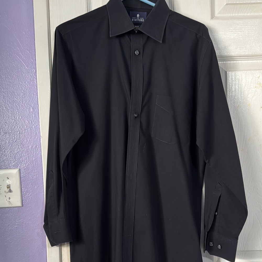 Stafford Black Dress Shirt Long-Sleeved Formal